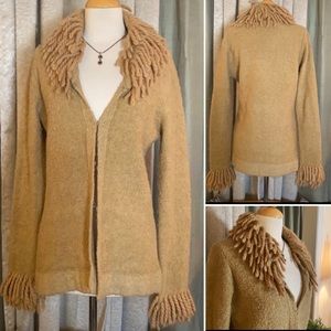 Free People Wool Blend Fringe Cardigan Sweater
